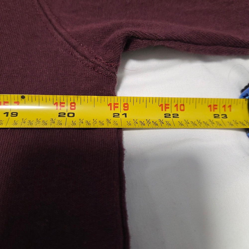 Vintage Champion Mens Big C Logo Patch T-Shirt Burgundy Cotton Crew Neck Large - Picture 7 of 8